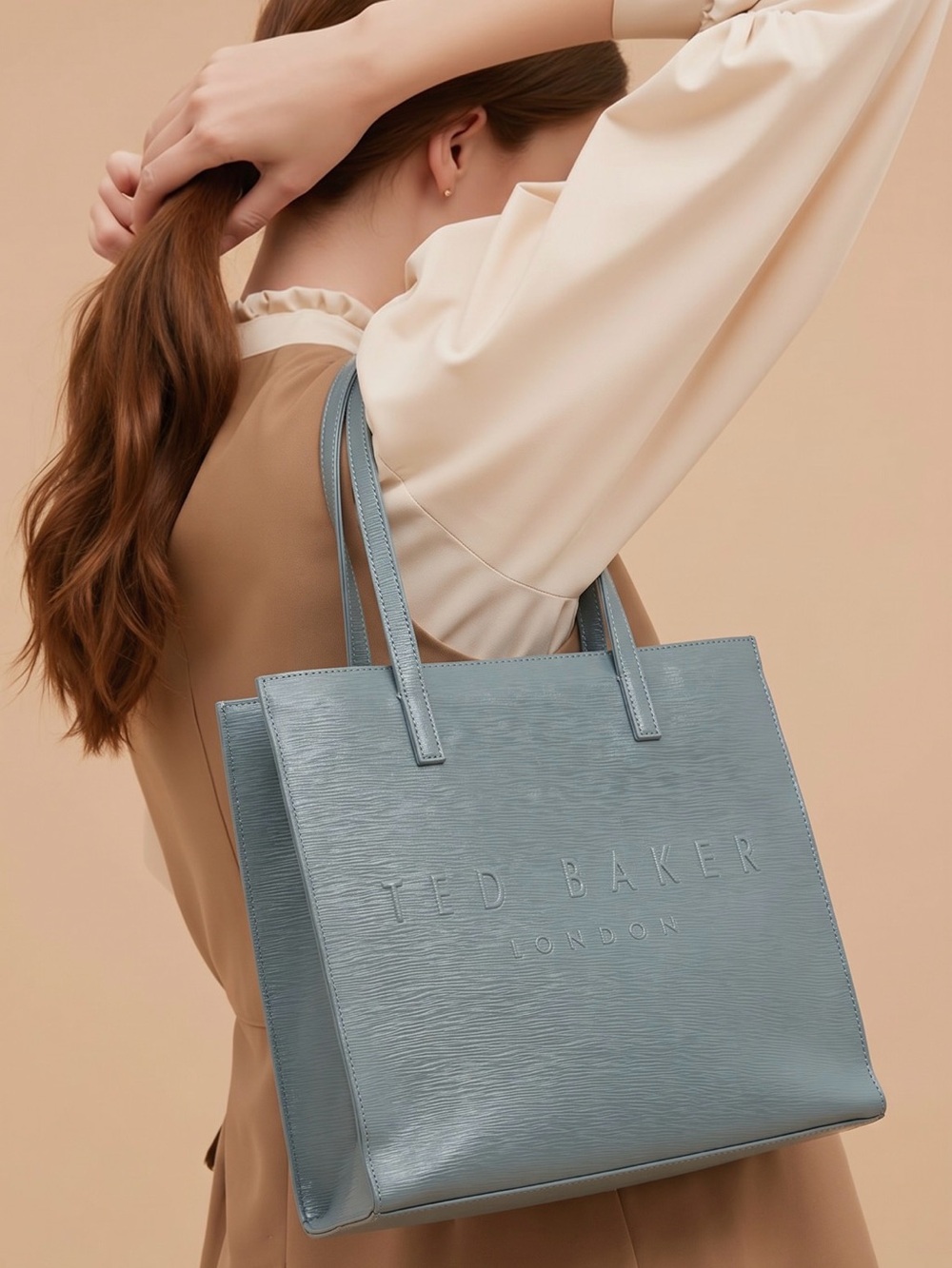 Ted Baker Powder Blue Textured Leather Tote NWT